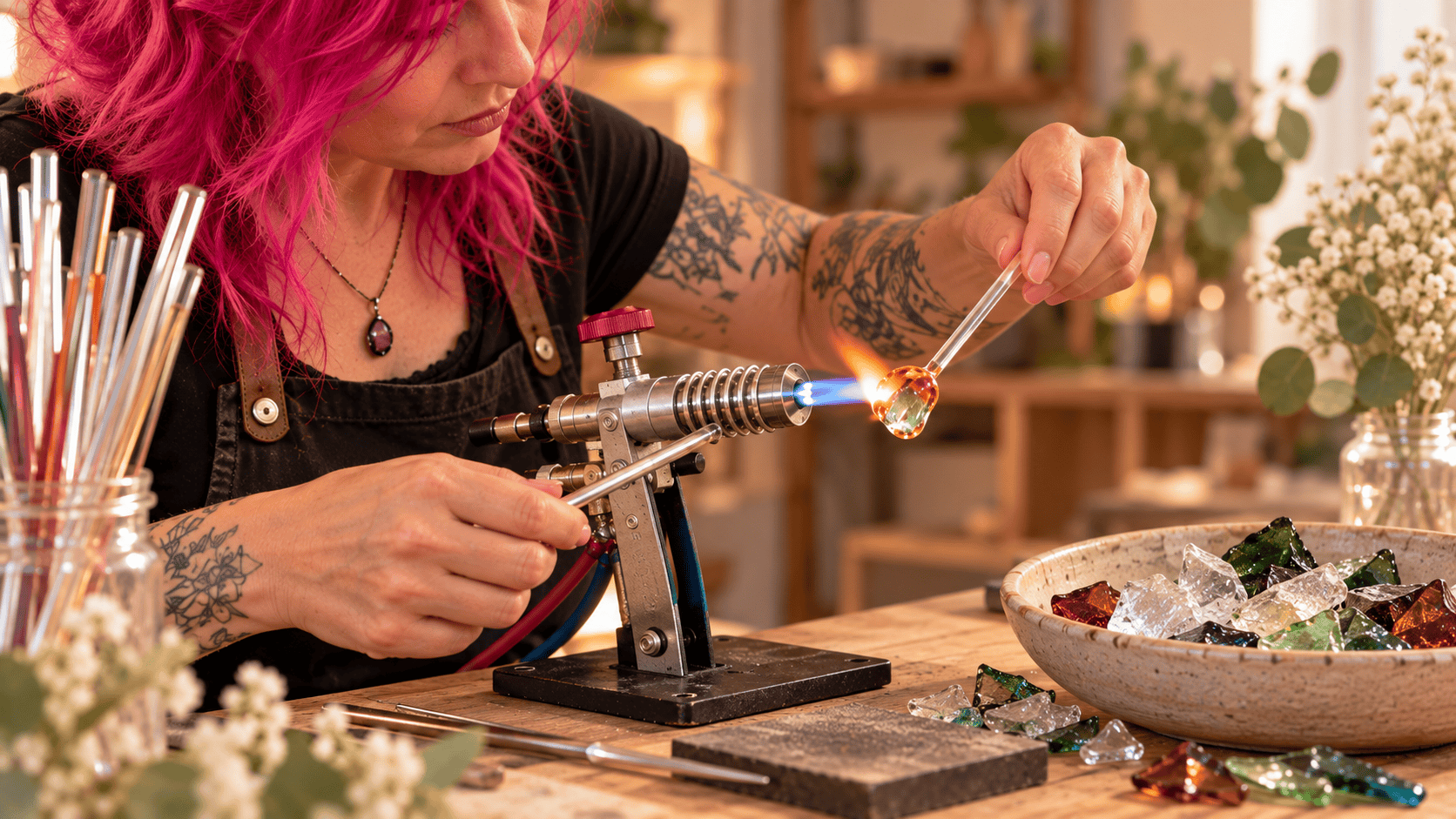 Atelier recyclage de votre verre au chalumeau | verre d'art