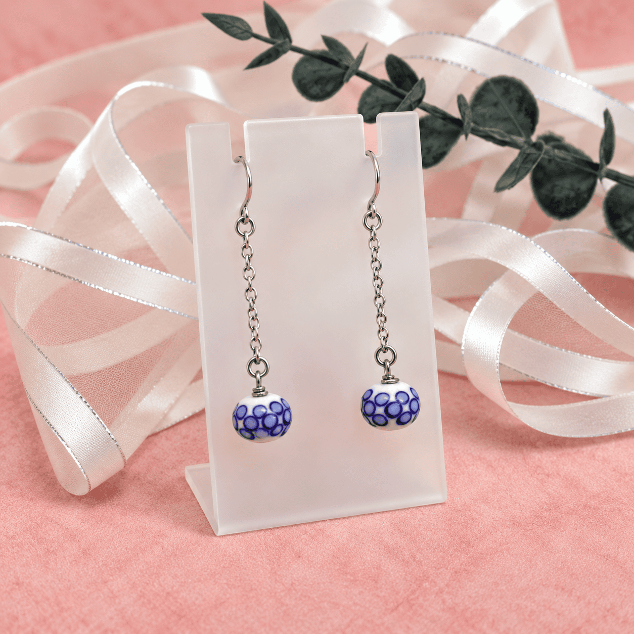 boucles d oreilles pendantes en verre recyclé